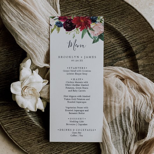 Jardin d'automne | Menu du dîner Mariage de Bourgo