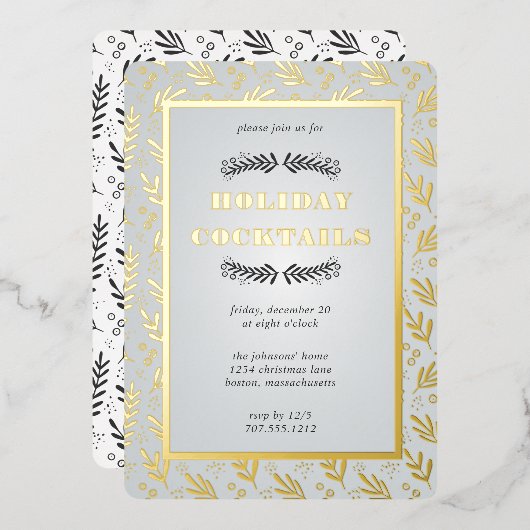 Jardin de baies de Noël | Invitation Foil (Recto/Verso)