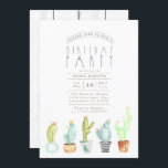 Jardin de Cactus | Aquarelle Invitation de fête d'<br><div class="desc">Par conceptions redéfinies</div>