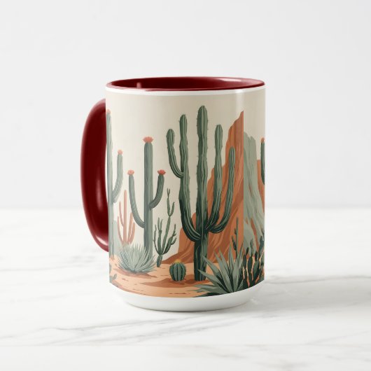 Jardin de cactus du désert | Mug à café sud-ouest (Devant gauche)