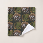 Jardin de Cactus Feuilles Motif botanique vert (Gant de toilette)