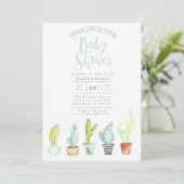 Jardin de Cactus | Invitation Baby shower aquarell (Debout devant)