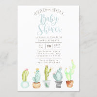 Jardin de Cactus | Invitation Baby shower aquarell