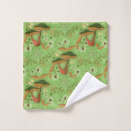 Jardin de champignons vert (Gant de toilette)