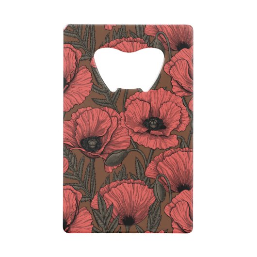 Jardin de coquelicot dans le corail et brun (Devant)