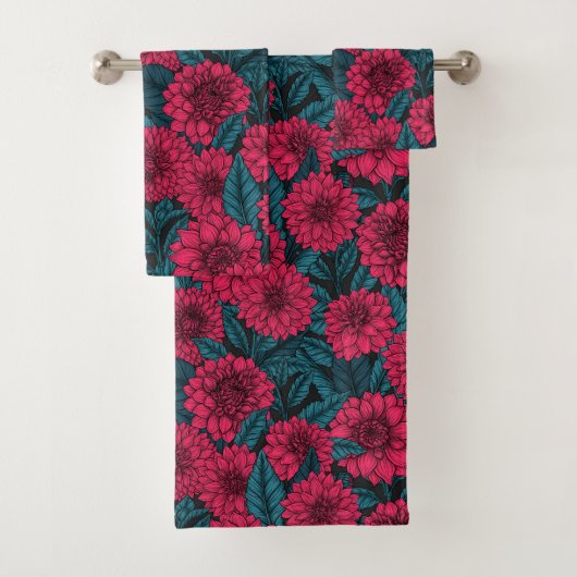 Jardin de Dahlia Rouge/feuilles bleus (En situation)