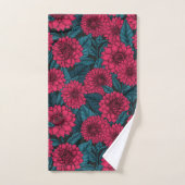 Jardin de Dahlia Rouge/feuilles bleus (Serviette à main)