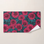 Jardin de Dahlia Rouge/feuilles bleus (Serviette à main)