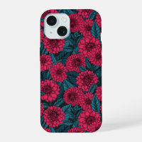 Jardin de Dahlia Rouge/feuilles bleus