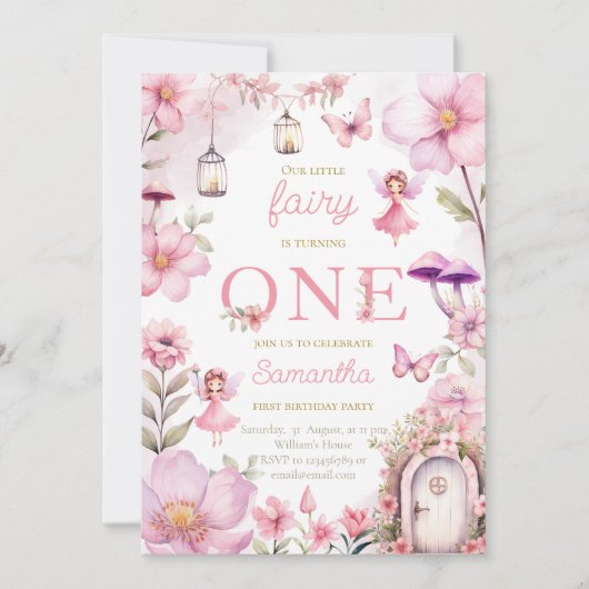 Jardin de fées Invitation d'anniversaire, Forêt en (Devant)