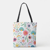 Jardin de Fleur Whimsical sur Sac fourre-tout Blan (Dos)