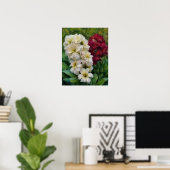 Jardin de fleurs blanches et rouges Affiche d'art (Bureau à domicile)