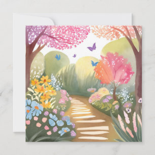 Jardin de fleurs Carte de peinture à l'aquarelle