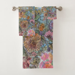 Jardin de fleurs de style shabby chic, peinture à