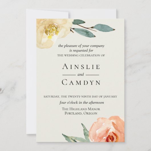 Jardin De Fleurs Emerald Faire-part de mariage (Devant)