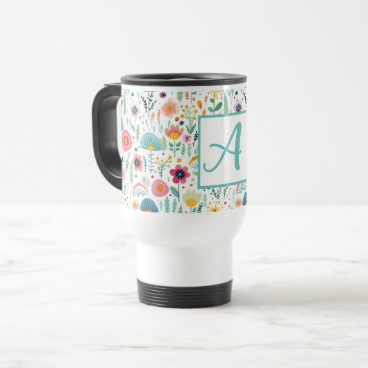 Jardin de fleurs géantes sur Mug blanc (Devant gauche)