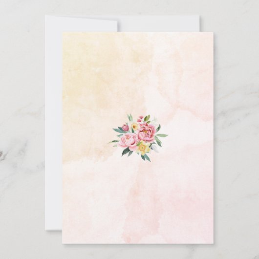 Jardin de fleurs rose douce Invitation Baptême (Dos)