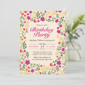 Jardin de fleurs roses Whimsy Invitation d'anniver (Debout devant)