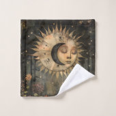Jardin de fleurs sauvages Boho Céleste Soleil Lune (Gant de toilette)