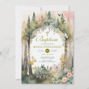 Jardin de fleurs verdure Floral Baptême Invitation