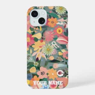 Jardin de fleurs vibrant à l'aquarelle vert et pêc