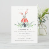 Jardin de lapin rose mignon Baby shower Invitation (Debout devant)