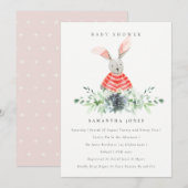 Jardin de lapin rose mignon Baby shower Invitation (Devant / Derrière)