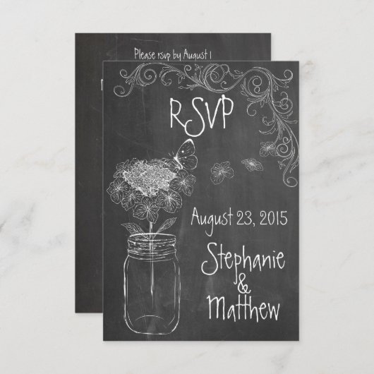 JARDIN DE MARIAGE EN BOCAL MASON TABLEAU NOIR RSVP (Devant / Derrière)