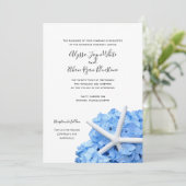 Jardin de mer Blue Hydrangea Faire-part de mariage (Debout devant)