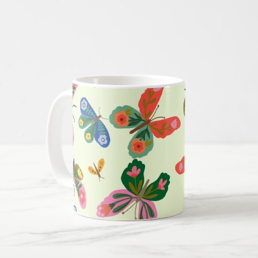 Jardin de papillon coloré Mug (Devant gauche)
