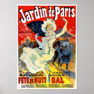 Jardin de Paris France Poster vintage restauré