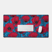 Jardin de pavot rouge sur bleu (Clavier et souris)