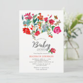 Jardin de roses | rose | Baby Shower | Invitations (Debout devant)