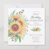 Jardin de tournesol Invitation 16e anniversaire (Devant)