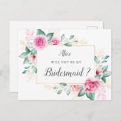 jardin délicat bridesmaid florale Invitation (Devant / Derrière)
