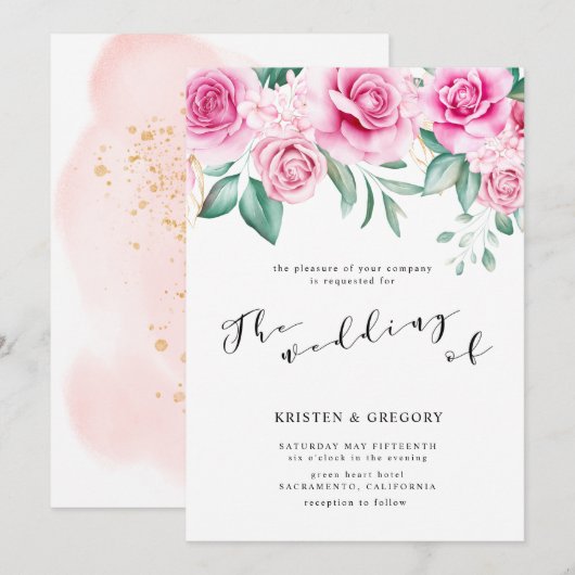 jardin délicat fleuri élégant Mariage Invitation (Devant / Derrière)