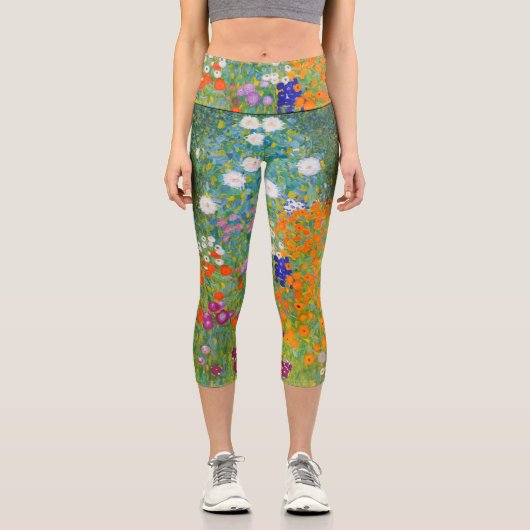 Jardin des fleurs par Gustav Klimt Capri Leggings (Recto)