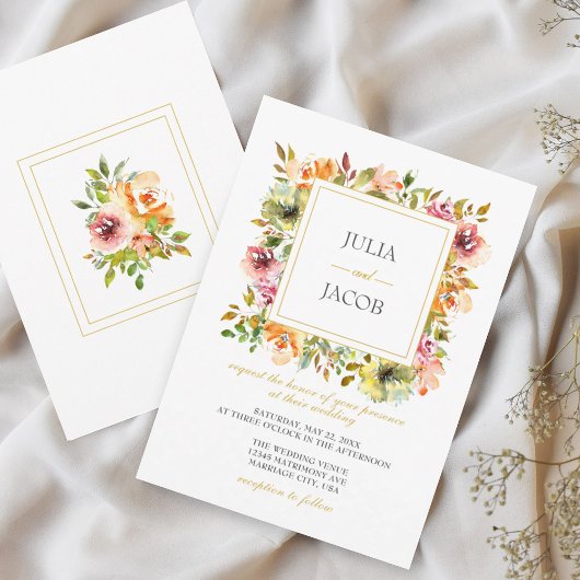 Jardin d'été Aquarelle Faire-part de mariage flora