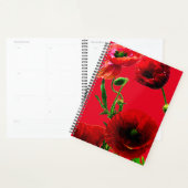 Jardin d'été de fleurs de pavot vert rouge (Devant avec enveloppe)
