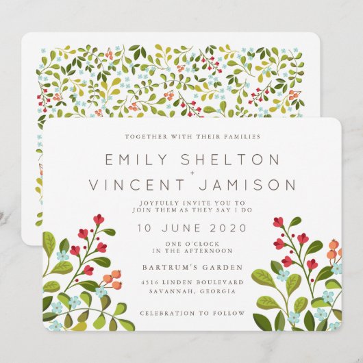 Jardin d'été Floral Mariage Suite Invitation (Devant / Derrière)