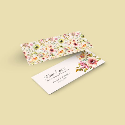 jardin d'été Mariage à fleurs Carte de remerciemen