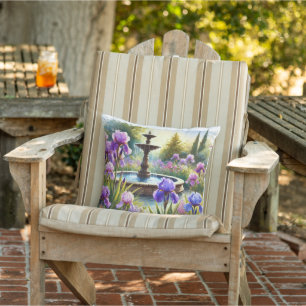 Jardin d'Iris Violet Coussin de jet en aquarelle