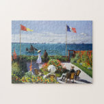 Jardin du Monet à Sainte Adresse Puzzle<br><div class="desc">Jardin Monet au puzzle Sainte Adresse. Huile sur toile 1867. L'un des plus célèbres premiers tableaux de l'impressionniste Claude Monet, Garden at Sainte-Adresse, présente un couple devant le port de Sainte Adresse, devant le drapeau français. Le jardin dans lequel ils se trouvent est luxuriant avec des fleurs, des voiliers et...</div>