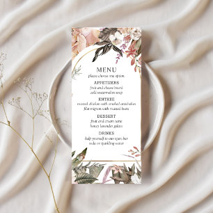Jardin enchanté élégant Boho Floral Menu