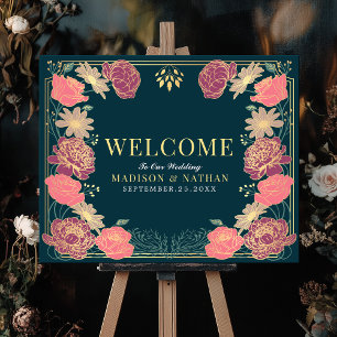 Jardin enchanté Mariage Affiche de bienvenue