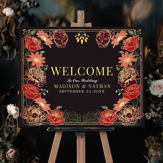 Jardin enchanté Mariage Affiche de bienvenue
