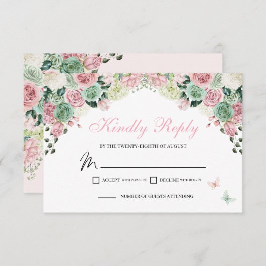 Jardin enchanté rose et vert RSVP (Devant / Derrière)