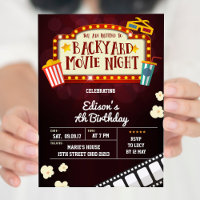 Jardin Film Nuit Anniversaire Fête Invitation