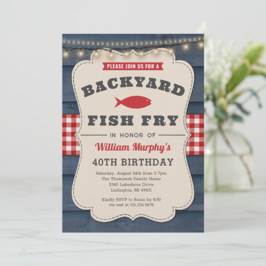 Jardin Fish Fry 40th Birthday Invitation (Debout devant)