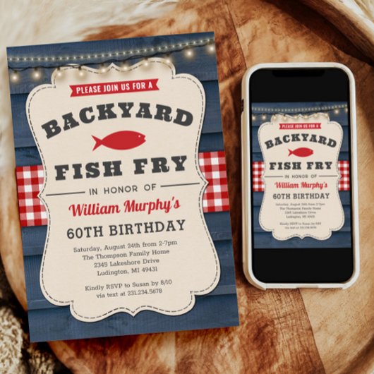 Jardin Fish Fry 60e anniversaire Invitation